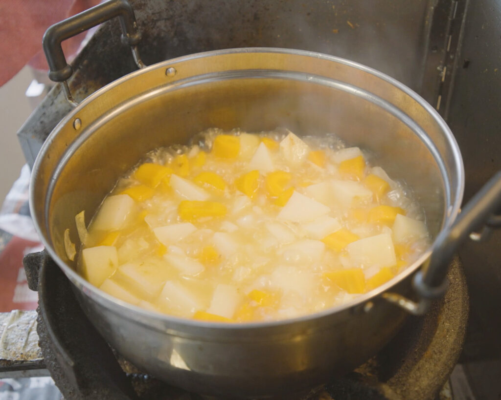 Boil potatoes and carrots